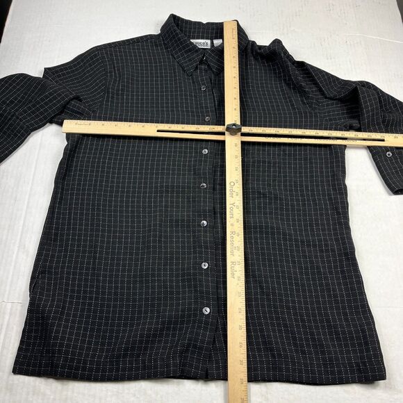 Chicos Design 3/4 Sleeve Button Down Shirt Plaid Casual Comfort Slit Top 2 LARGE - Picture 6 of 10